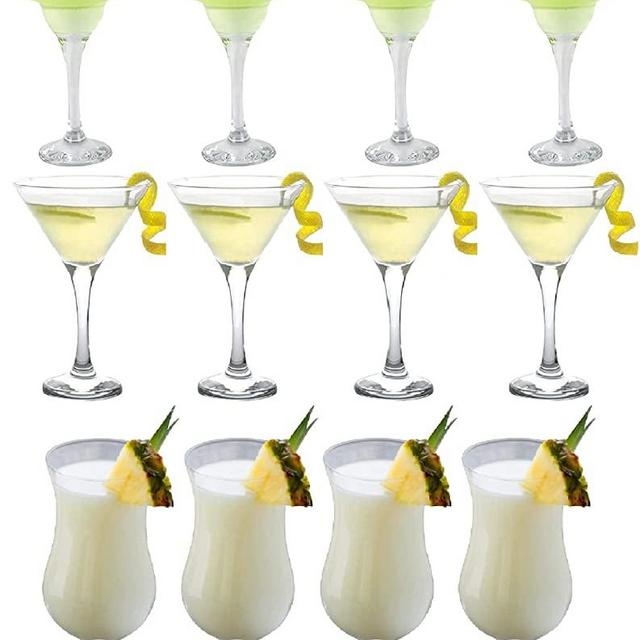 Epure Venezia Collection 12 Piece Glassware Set (Margarita Glass/Martini Glass/Pina Colada - 12 piece)