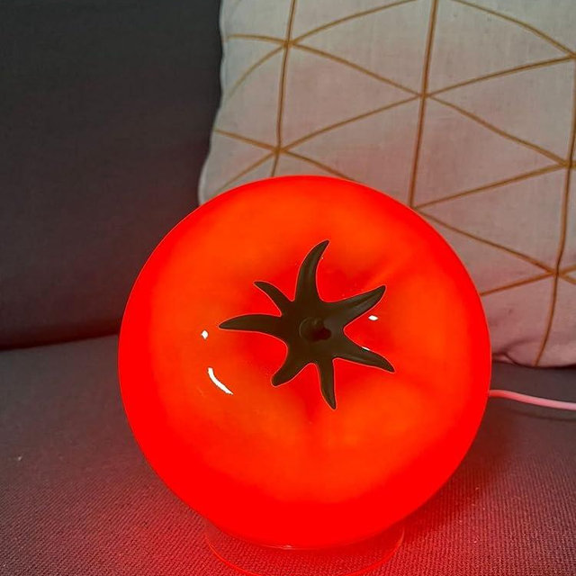 cozifycasa Cute Table Lamp for Bedroom Kitchen Living Room Small Cute Night Light Fruit Bedside Side Table Lamp Kawaii Cute Room Decor Vintage Funky Home Decor for Girls Room (Tomato)