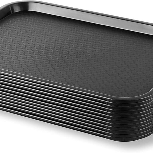 New Star Foodservice Fast Food Tray, Set of 12 (Black, 12 by 16-Inch)