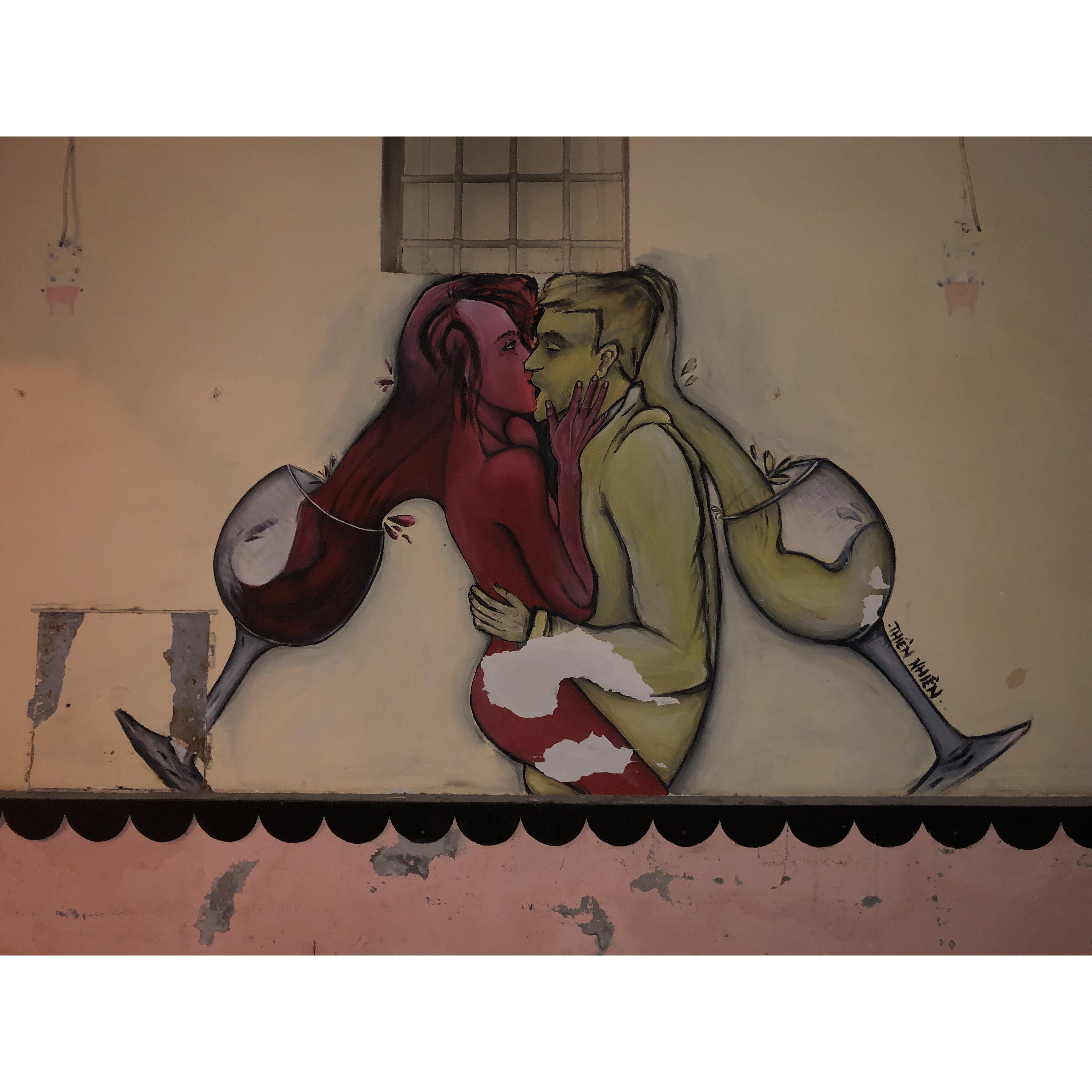 Who doesn't love vino e amore! Alessia snapped this photo of some street art on a family trip.