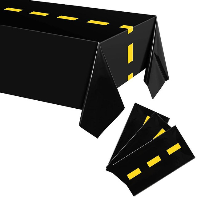 Remagr 3 Pcs Construction Birthday Party Tablecloth 51 x 71 Inch Road Table Runner Dump Truck Birthday Table Covers for Kids Boys Racing Party Decorations(Simple Style)