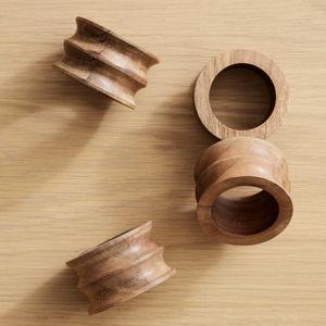 Grooved Wood Napkin Rings, Natural, Set of 4