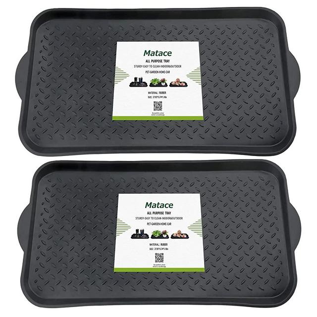 Matace 100% Rubber Boot Tray for Entryway – Water Resistant Shoe Trays– Natural Rubber Mats for Shoes, Boots, Pets – Indoor and Outdoor Use, 27.95"x 15.74", 2 Pack