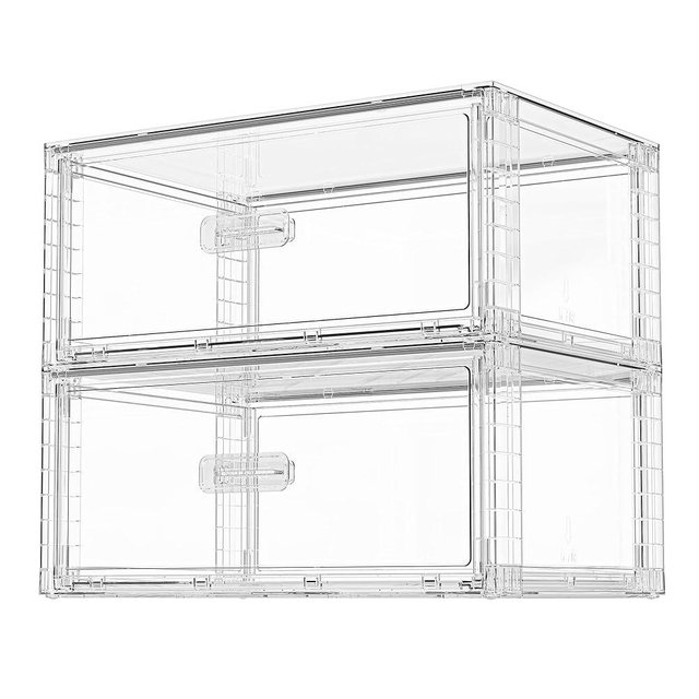 Vtopmart 2 Pack Large Clear Stackable Storage Drawers 27QT, Easily Assemble Plastic Closet Storage Bins, Dust-Proof UnderBed Organizer for Clothing, Sweater Organization