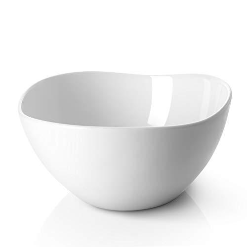 DOWAN Large Serving and Mixing Bowls, 3 Quarts Porcelain Bowl for Salad, Pasta, Fruit, Set of 2, White