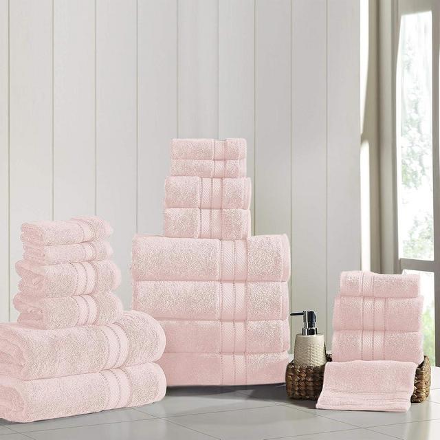 Modern Threads - Spun Loft 18-Piece 100% Combed Cotton Towel Set - Bath Towels, Hand Towels, & Washcloths - Super Absorbent & Quick Dry - 600 GSM - Soft & Plush, Blush
