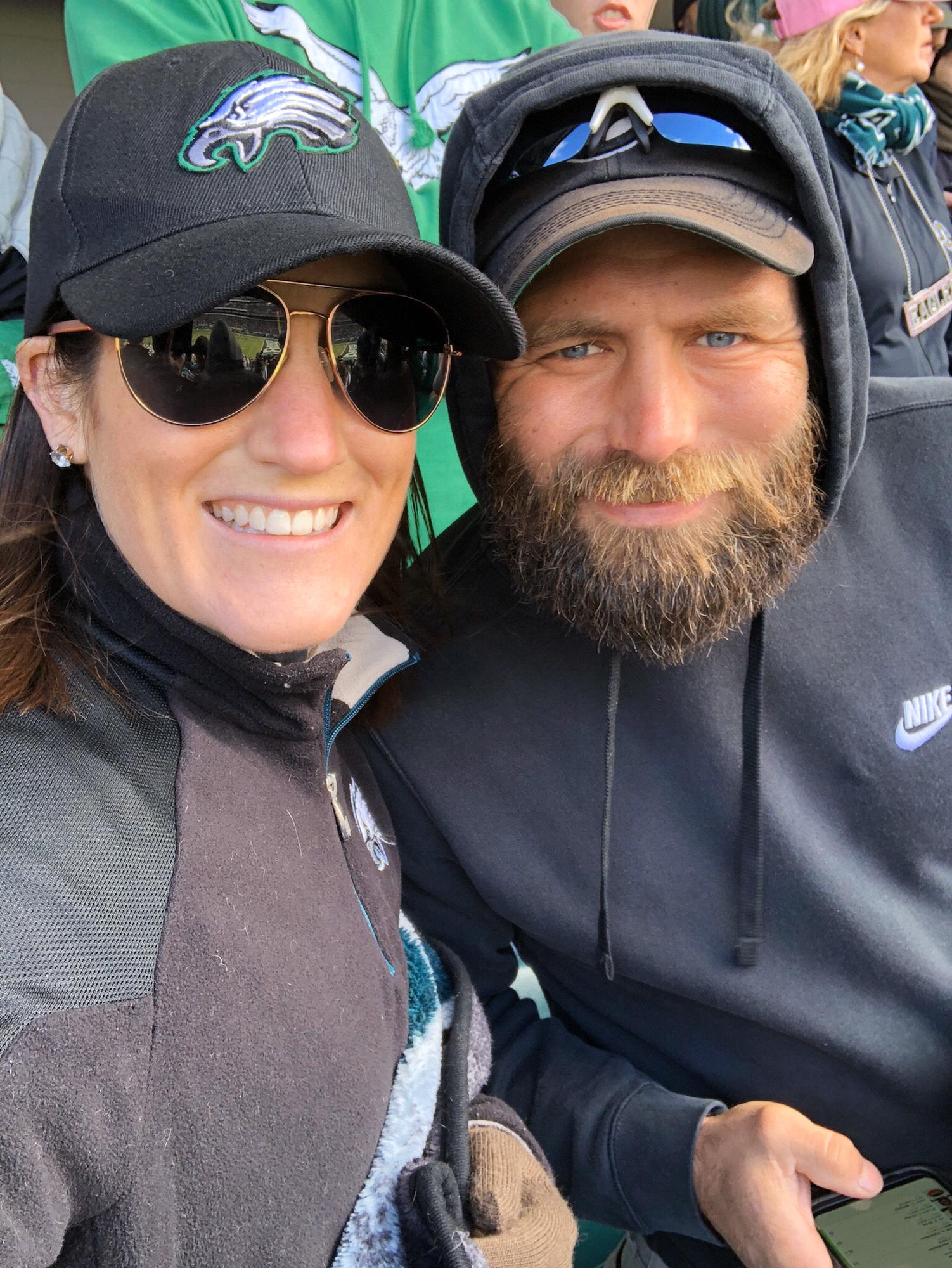 One of the many NFL games we’ve been to even though it is a divided household! Go Birds!