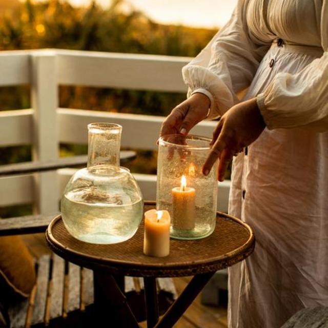 The Bubble Hurricane Vase and Candle Set