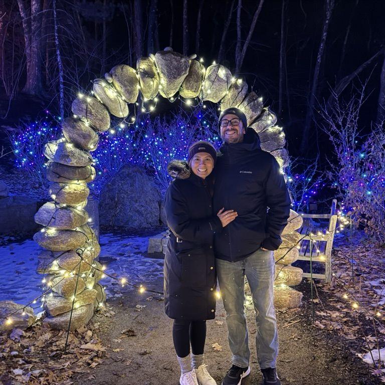 Christmas lights at Tower Hill Botanic Garden