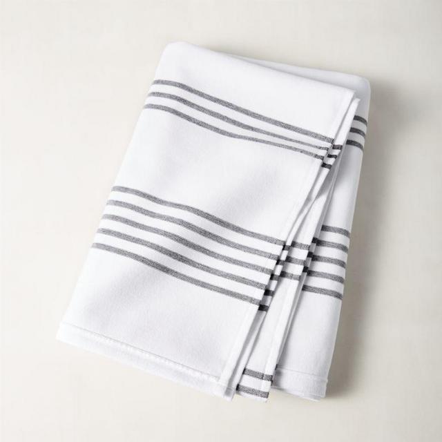 Raya Black and White Striped Bath Towel