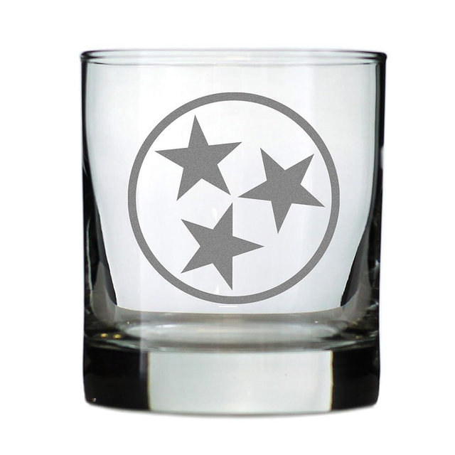 Tennessee Flag - Whiskey Rocks Glass - State Themed Drinking Decor and Gifts for Tennesseans - 10.25 Ounce