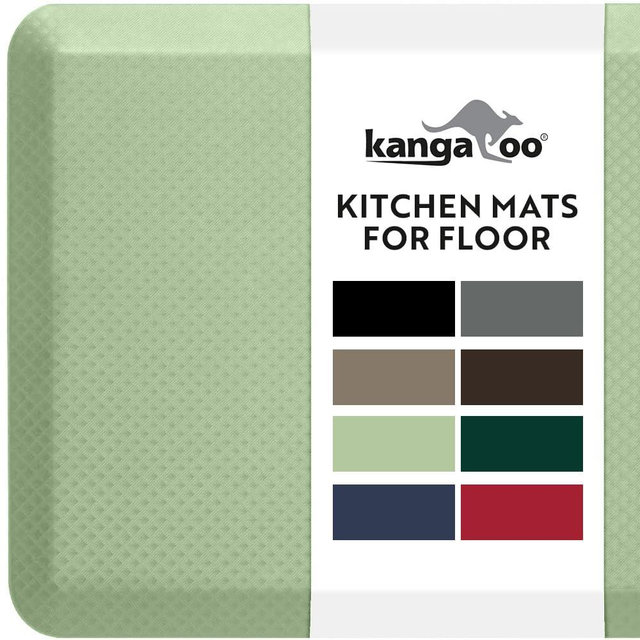 KANGAROO Thick Ergonomic Anti Fatigue Mats for Kitchen Floor, Cushioned Standing Office Desk Mat, Waterproof Scratch Resistant Topside, Supportive All Day Comfort Padded Foam Rugs, 17x24, Sage Green
