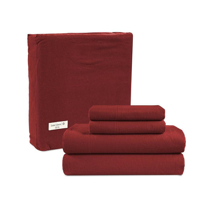 LANE LINEN 100% Cotton Queen Flannel Sheets - Brushed for Extra Softness - Queen Size 100% Cotton Sheets Queen Size Bed Set - Warm & Cozy Flannel Winter Bed Sheets, 15" Deep Pocket - Rust Red