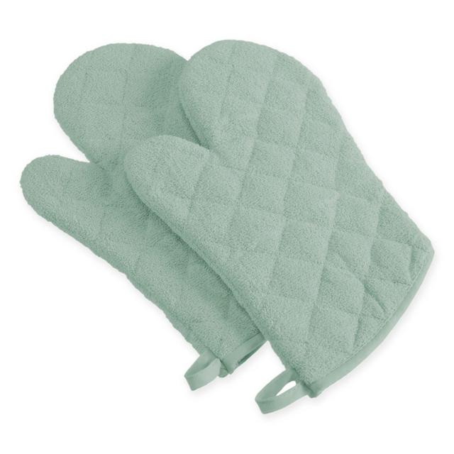 Design Imports Terry Oven Mitts in Mint (Set of 2)