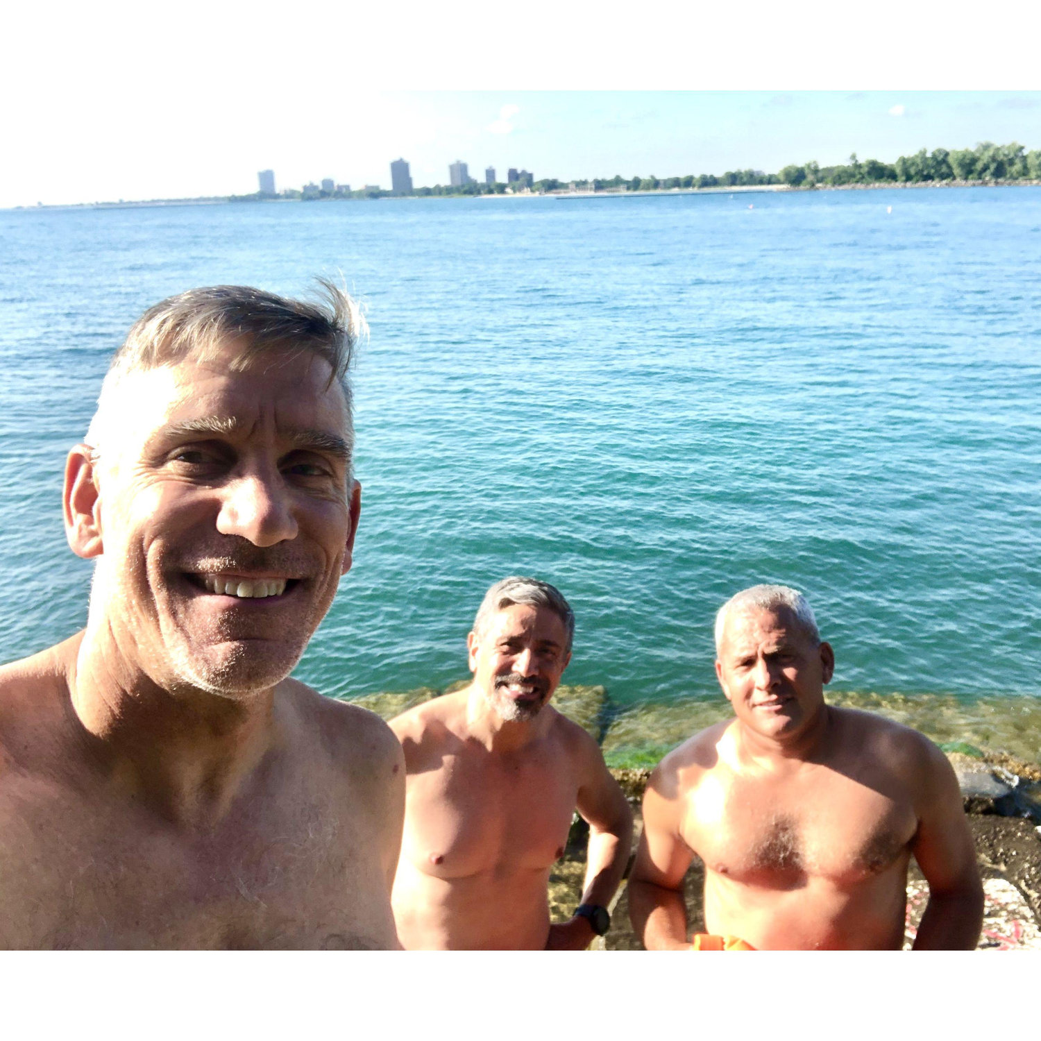 Another early morning swim at Promontory Point with Scott