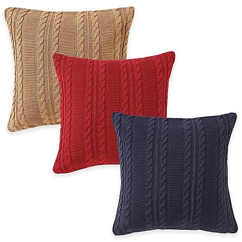 Dublin Knit Square Throw Pillow in White