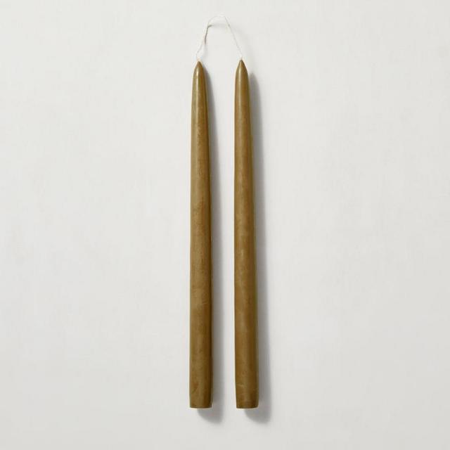 Olive Taper Candles Set of 2