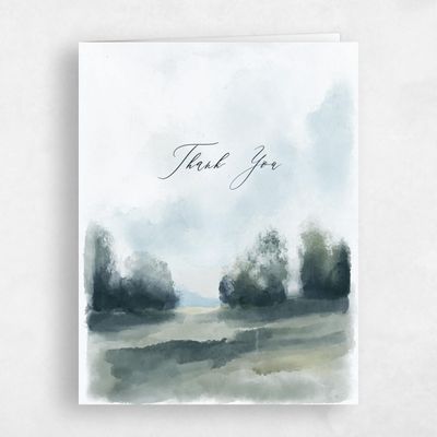 Grayed Teal, Blue Wedding Thank You - Carroway Portrait