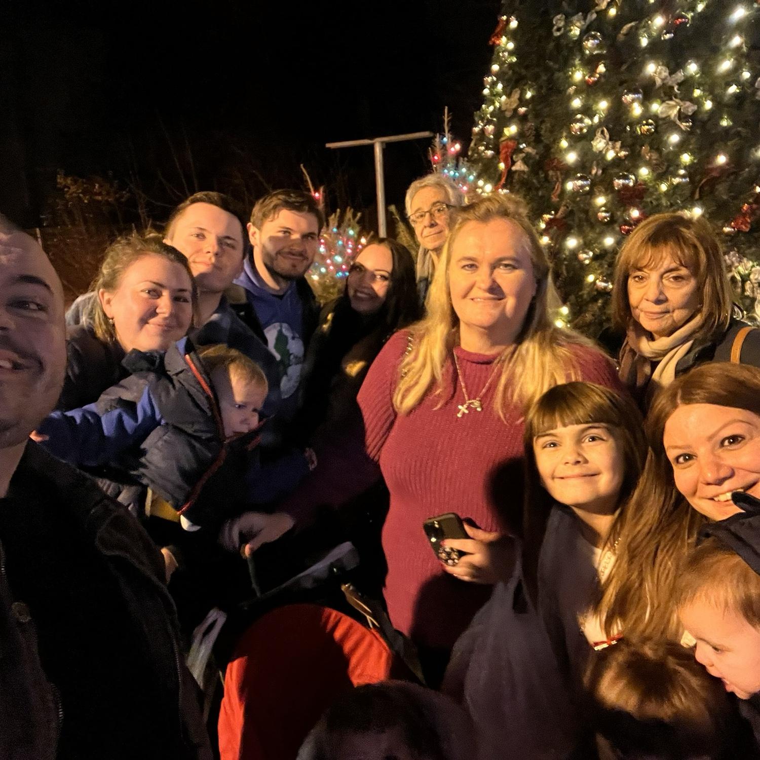 Konnor and Izabella and family at the Christmas festival in Bethlehem Steel Stacks