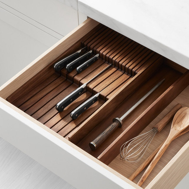 Hold Everything In Drawer Knife Holder Walnut Finish, Large