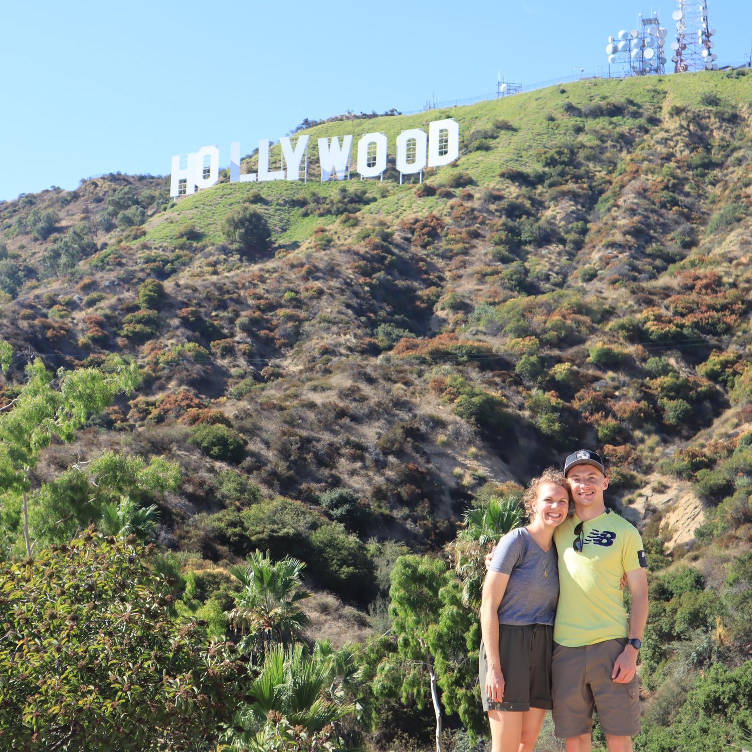 California kids, part 1. A hike to the Hollywood sign with one of the bride's dearest friends, Alana!