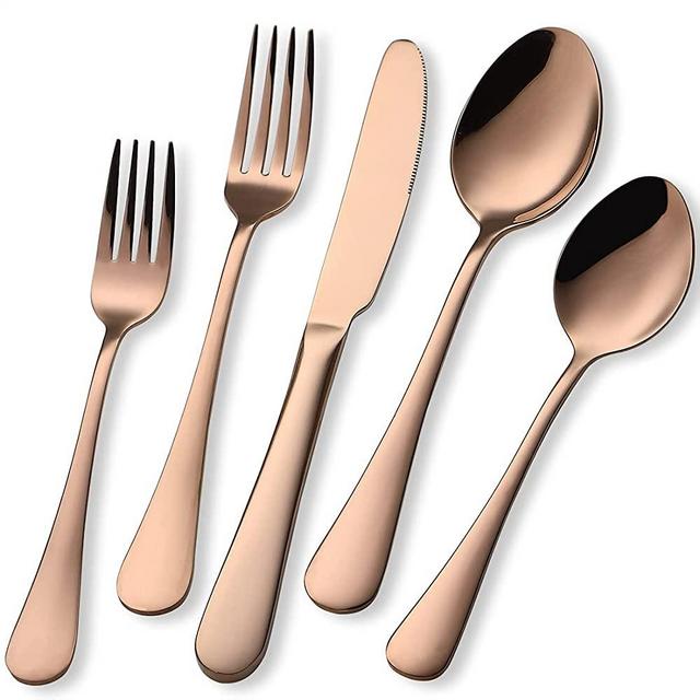 Devico Rose Gold Silverware Set, 20 Piece Stainless Steel Flatware Cutlery Set for 4, Mirror Finish, Dishwasher Safe