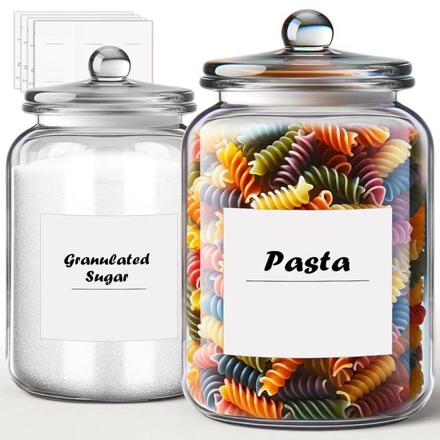 XPCARE Glass Jars for Laundry Room Organization Jars 0.5 Half Gallon Laundry Storage Glass Containers with Labels Organization with Lid for Laundry Detergent Laundry Pods Container, 2 Jars