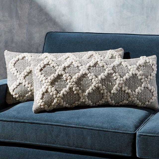 Austine Grey and Cream Pillows 28"x12", Set of 2