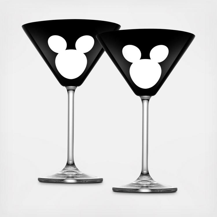 JoyJolt, Disney Luxury Mickey Mouse Martini Glass, Set of 2