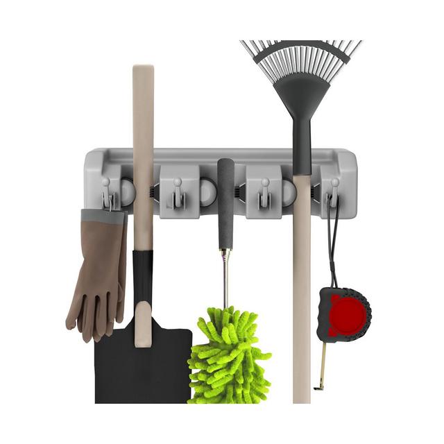 Trademark Global Shovel, Rake and Tool Holder with Hooks - Wall Mounted organizer 2 Pack by Stalwart