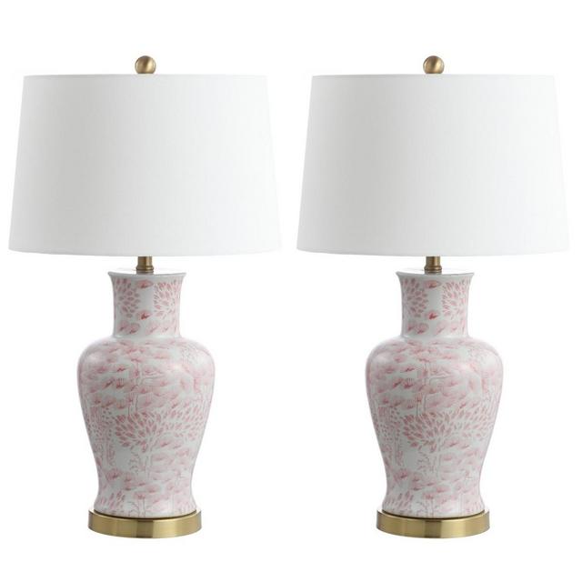 Set of 2 Calli Table Lamps Pink/White (Includes LED Light Bulb)- Safavieh