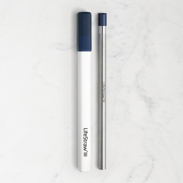 LifeStraw Sip Stainless Steel Water Filter Straws, Midnight Blue