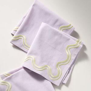 Madeline Embroidered Napkins, Set of 4- lavendar