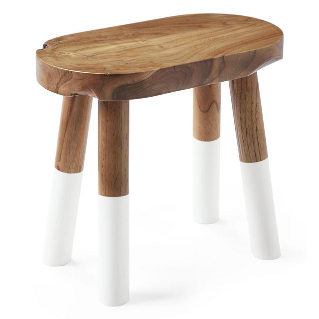Dip-Dyed Oval Stool – White