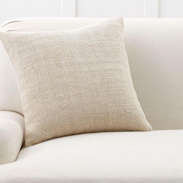 Faye Textured Linen Pillow Cover, 20", Flax