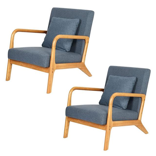 ELUCHANG Mid-Century Modern Accent Chair Set of 2,Fabric Reading Armchair,Easy Assembly,Lounge Chair for Living Room Bedroom Apartment