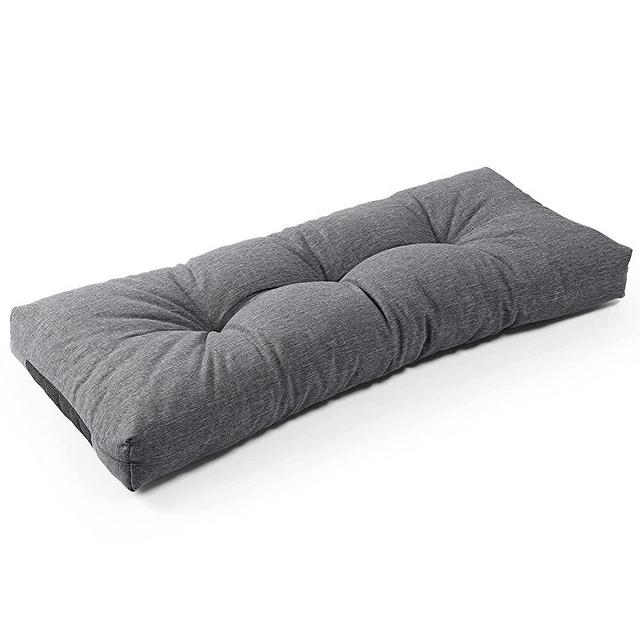 Sunrox LokGrip Non Slip Tufted Memory Foam Bench Cushion, FadeShield Water Resistant Durable Thicken Outdoor/Indoor Bench Seat Pads 36x14x4 inch, Midnight (Heather Black, 42"x16"x4")