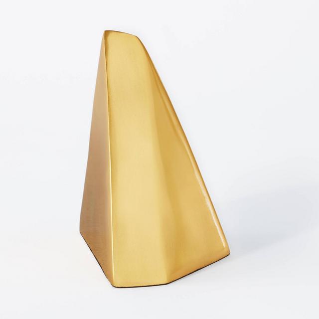 6.2" x 5.5" Metal Bookend Pyramid Gold - Threshold™