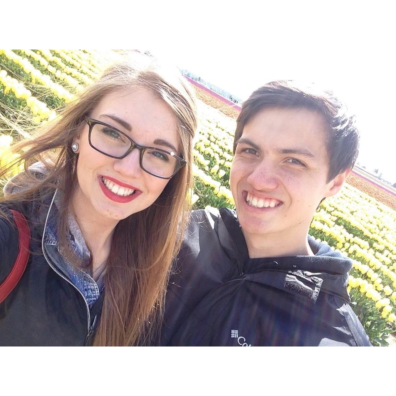 This was one of our first "dates" and photos together at the Tulip fields. We didn't call them dates back then because we were just babies in high school!