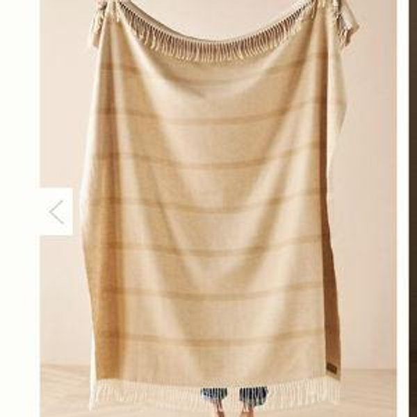Lands Downunder Montauk Stripe Herringbone Throw - Dune, One Size