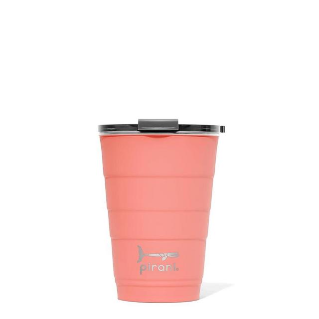 Pirani 16oz Insulated Stackable Tumbler - Skinny-Wall Triple Vacuum Insulation Cup with Version 2.0 Air-Tight, Screw-On Lid Lid - Space Saving Design - Coral