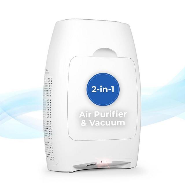 EyeVac Home Air 2-in-1 HEPA Air Purifier & Touchless Vacuum Automatic Dustpan - Ultra Fast & Powerful - Covers 600 Sq ft - Corded Canister Vacuum, Bagless, Automatic Sensors, 1000 Watt (White/White)