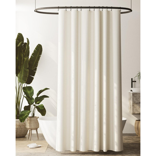 Wide Waterproof Post Consumer Recycled Cotton Shower Liner Ivory - Zenna Home