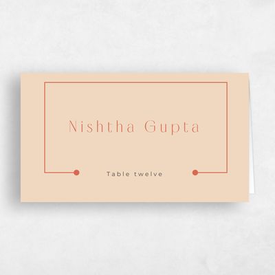 Orange Wedding Place Card - Suzi
