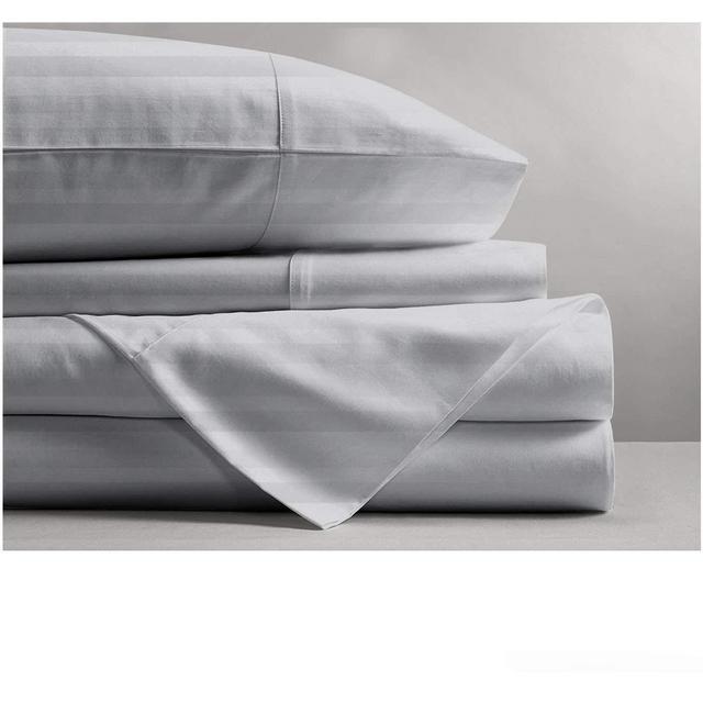 Mayfair Linen 800 Thread Count Striped Sheets for Bed -100% Long Staple Egyptian Cotton, Woven 800 TC Stripe California King Silver 4 Piece Bedding Set Hotel Quality, OekoTex Certified