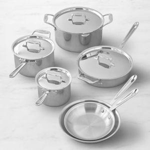 All-Clad D5 Stainless Polished 5-ply Bonded Cookware Set, 10 piece Set