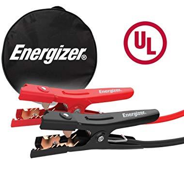 Energizer 6 Gauge 500A Jumper Battery Cables 16 Ft Booster Jump Start - Heavy Duty Booster Cables, UL Listed