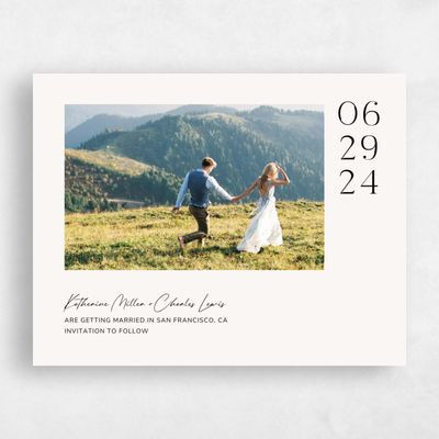 Ivory, White Wedding Save the Date - Brockway Photo