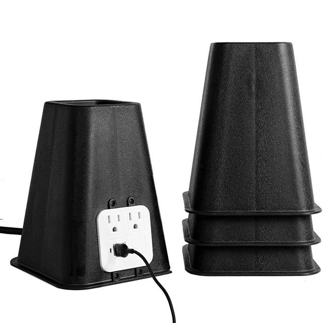 Bee Neat Heavy Duty 7.25 INCH Bed Risers - Furniture Lifts for Dorm, Tables, Chairs, Sofa Legs - Safe & Secure with USB & Electrical Outlets - Set of 4