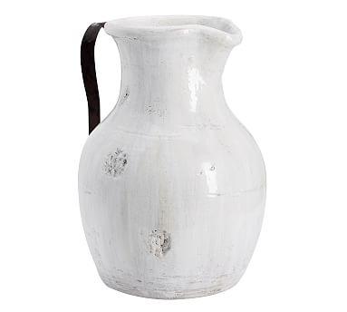 Marlowe Ceramic Pitcher, White - Medium